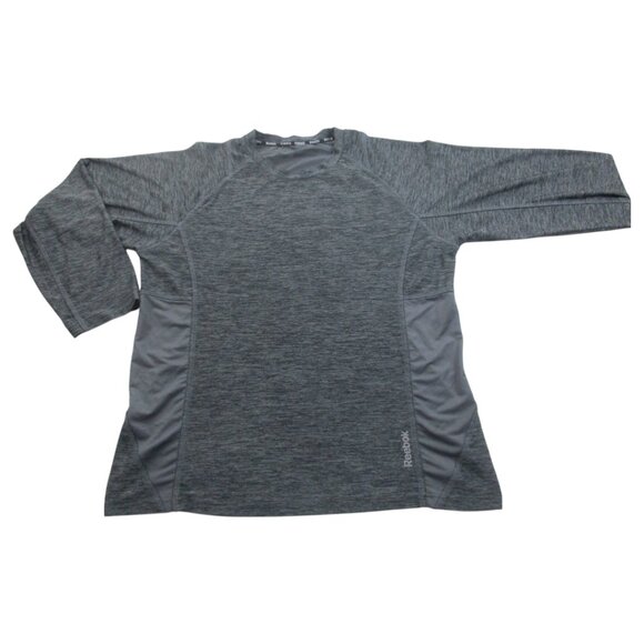 Reebok Active Shirt Mens XL Gray Space Dye Stretch Long Sleeve Slim Performance - Picture 1 of 10